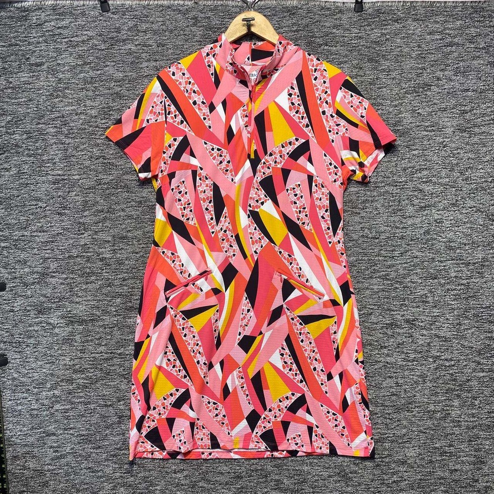 IBKUL‎ Brianna Watermelon Print IceFil Golf Dress Womens Large Pink Short Sleeve